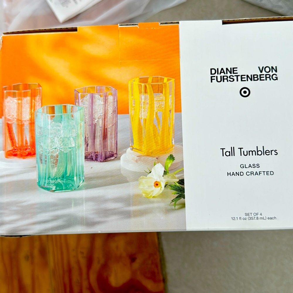 Diane Von Furstenberg 4pc Tall Glass Drinkware Set - DVF x Target NEW In Box